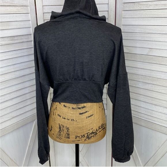 Fashion Nova Better Than Ever Crop Hoodie Gray Large Half Zip - Picture 7 of 15